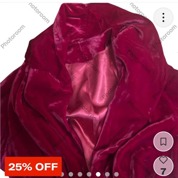 Vintage real velvet material women's dressy deep red coat - Picture 10 of 11